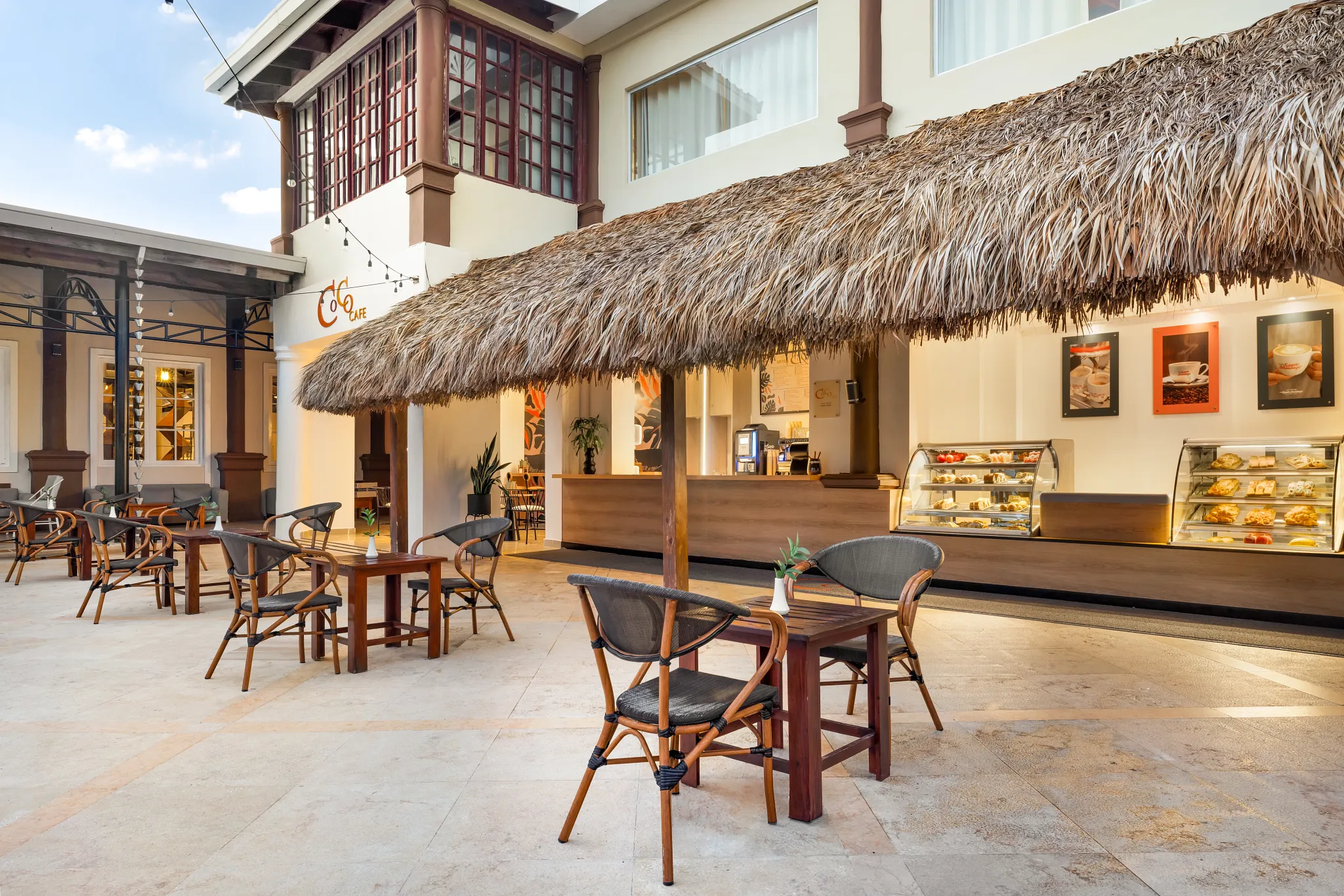 Coco Café at Sunscape Coco Punta Cana featuring a cozy coffee shop atmosphere, fresh pastries, and specialty coffee drinks.