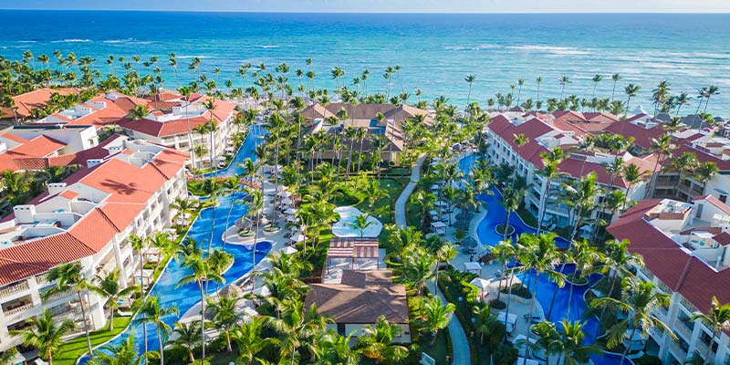 Majestic Colonial Punta Cana luxury all-inclusive resort with colonial architecture, beachfront pools, and elegant grounds in the Dominican Republic.