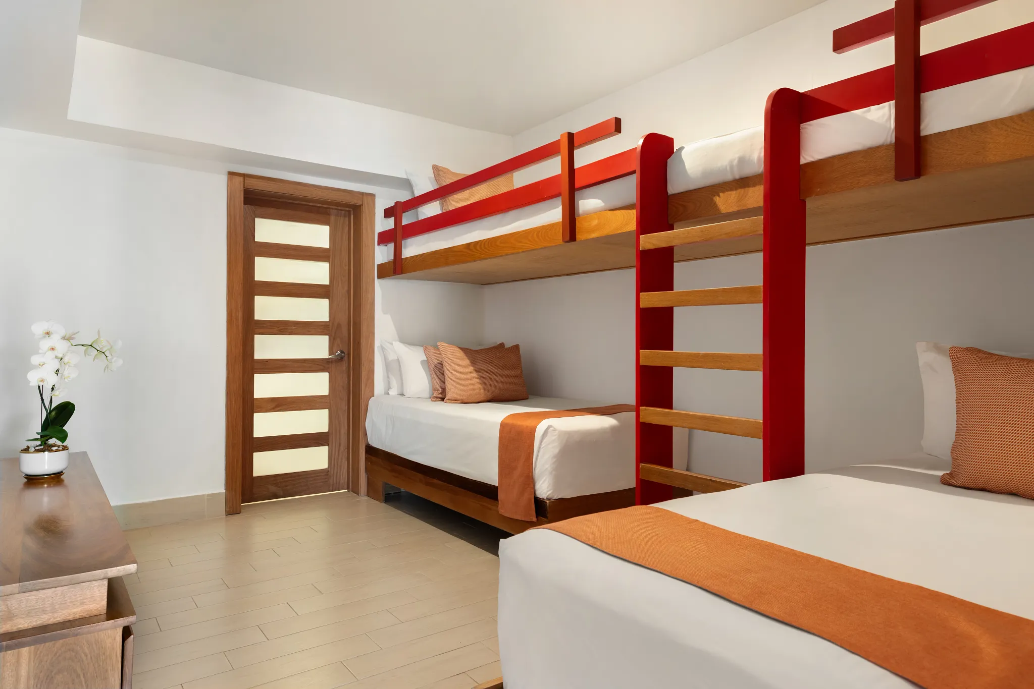 Sun Club 3-Bedroom Family Suite Tropical View with bunk beds and twin beds at Sunscape Coco Punta Cana.
