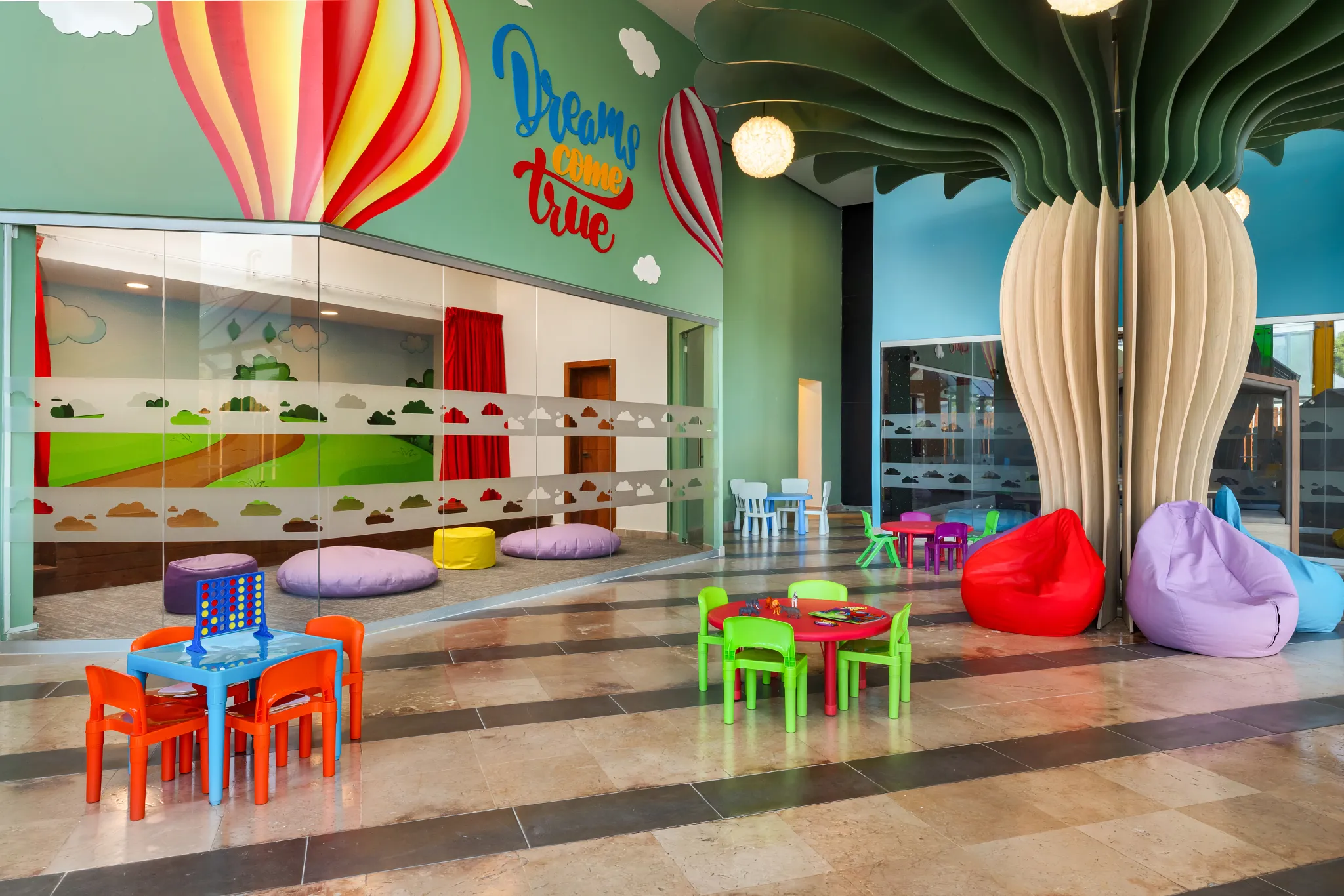 Colorful children’s play area and Explorers Club at Sunscape Coco Punta Cana Resort.